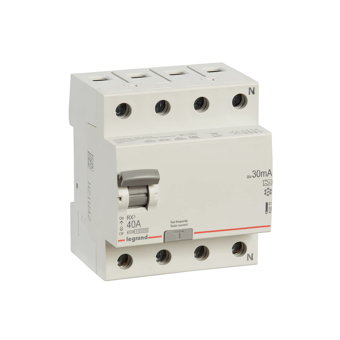 LEGRAND, FI-Schutzschalter 40A, 30mA; Fehlerstromschutzschalter/RCD, 4-polig - 40A / 30mA, 402075 Be