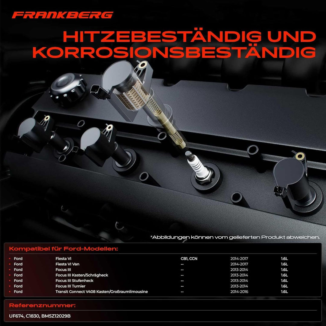 4x Zündspule Benzin für Fiesta VI Fiesta VI Van Focus III Transit Connect V408 Kasten 1.6L Benzin 20