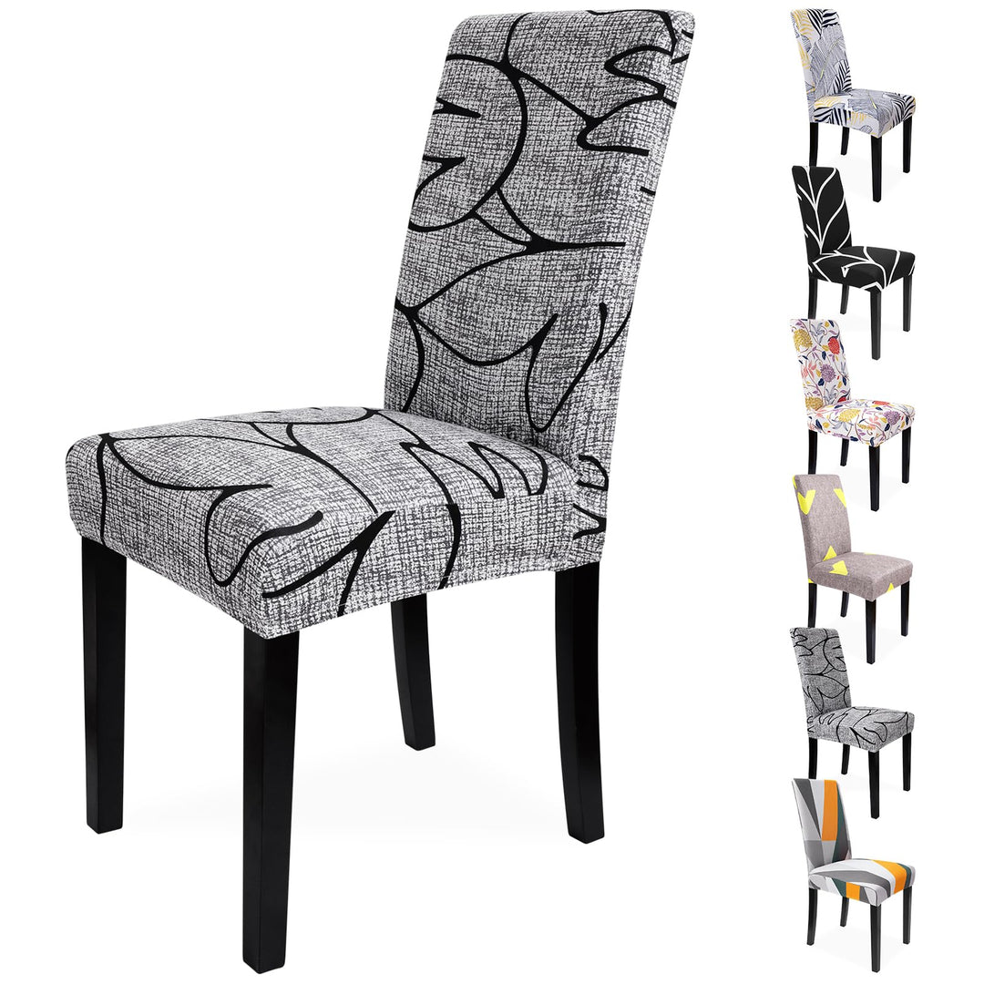 Zindoo Stuhlhussen 6er Set Gross Stretch Stuhlbezug, Graffiti Modernes Muster Abnehmbarer Waschbar S