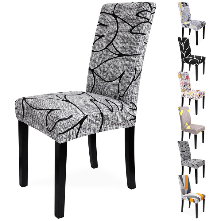 Zindoo Stuhlhussen 6er Set Gross Stretch Stuhlbezug, Graffiti Modernes Muster Abnehmbarer Waschbar S