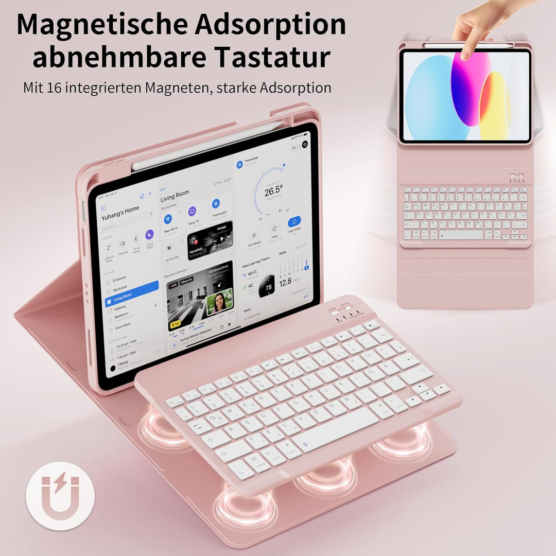 Hülle mit Tastatur für iPad 11. Generation (A16) 2025 11 Zoll, iPad 10. Generation 2022 10,9 Zoll, M
