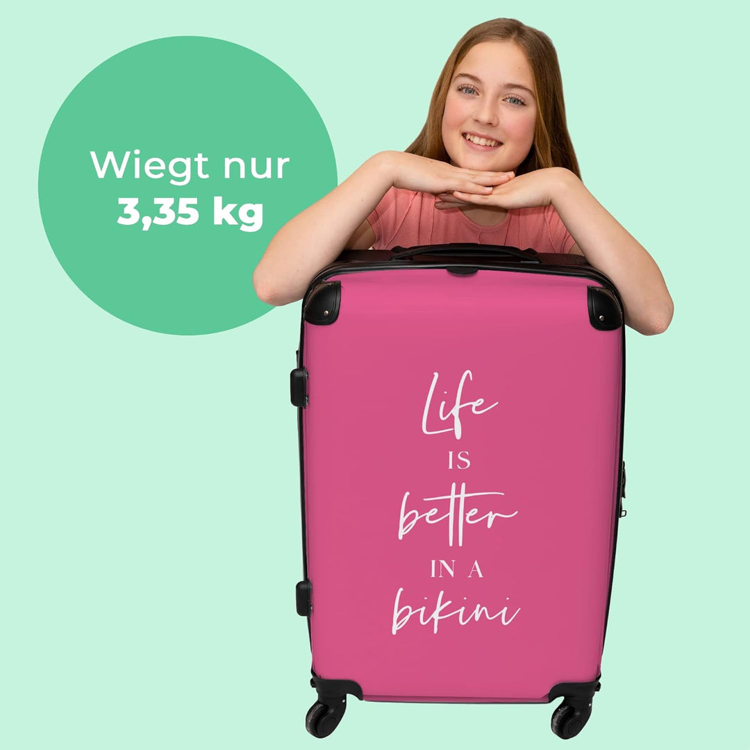 Koffer gross Trolley Rollkoffer Reisekoffer mit 4 Rollen Fotokoffer - Das Leben ist Besser in einem