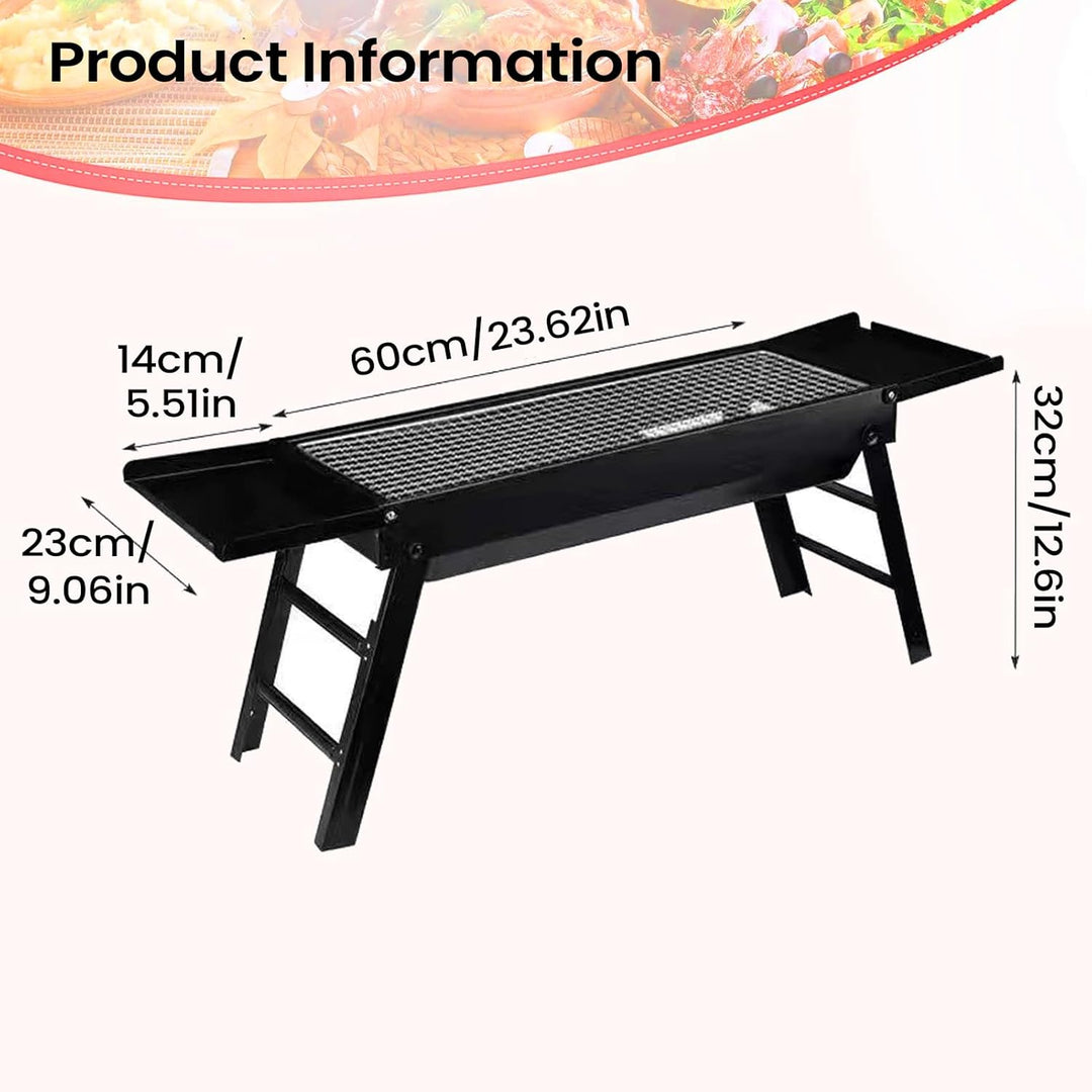 Zusammenklappbarer Grill,Faltbarer Picknick Kocher - Outdoor Grill mit Seitenablagen - Für Garten, C