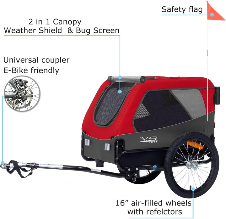 Tiggo VS Medium Hundeanhänger &amp; Buggy 2in1 Fahrradanhänger Hundebuggy Jogger für Hunden bis 23kg Rot