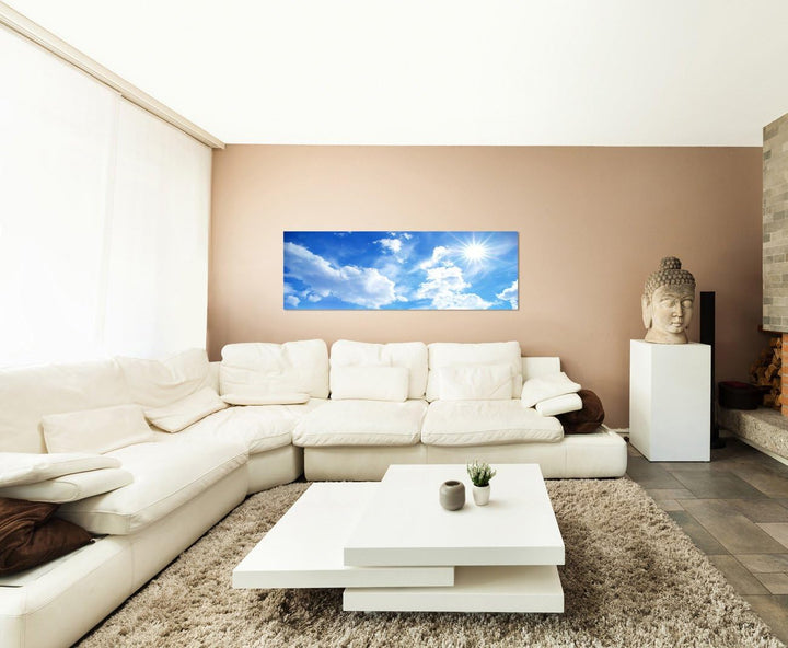 Paul Sinus Art Panoramabild auf Leinwand und Keilrahmen 150x50cm Himmel Wolken Sonne Hintergrund