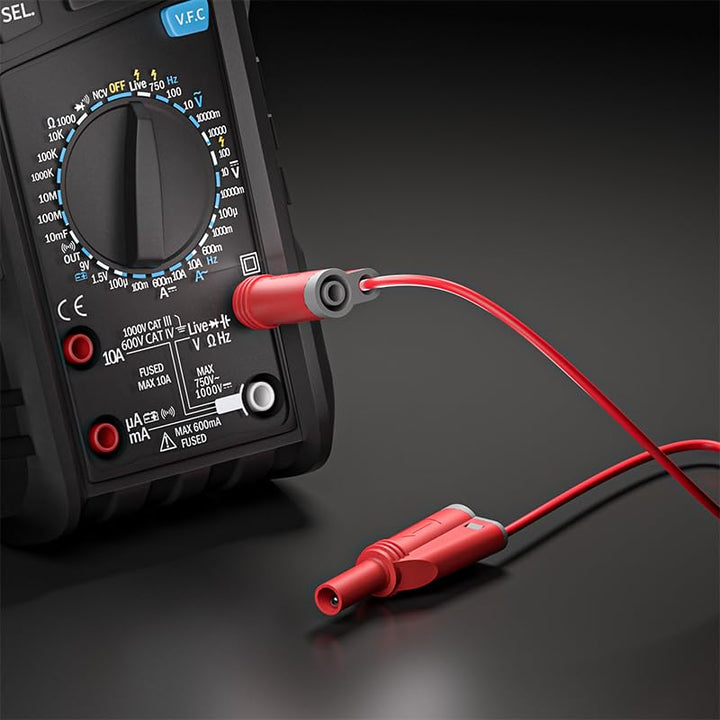 Cleqee 5 Stück Bananenstecker Silikon Messleitungen 4mm voll isoliert Sicherheit ummantelt stapelbar