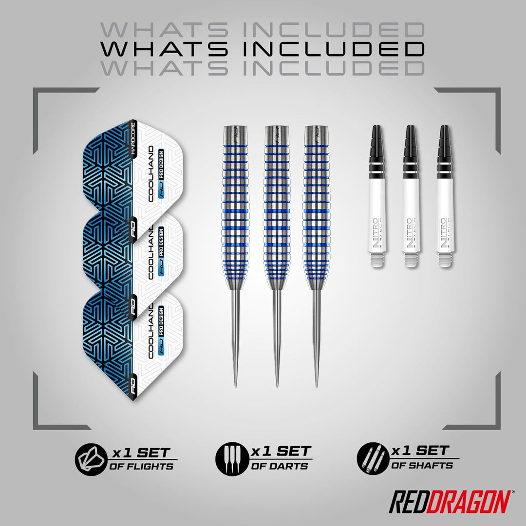 RED DRAGON Luke Humphries TX Serie Premium Wolfram Steeltip Dart Set mit Flüge und Schäften 24 g 3,