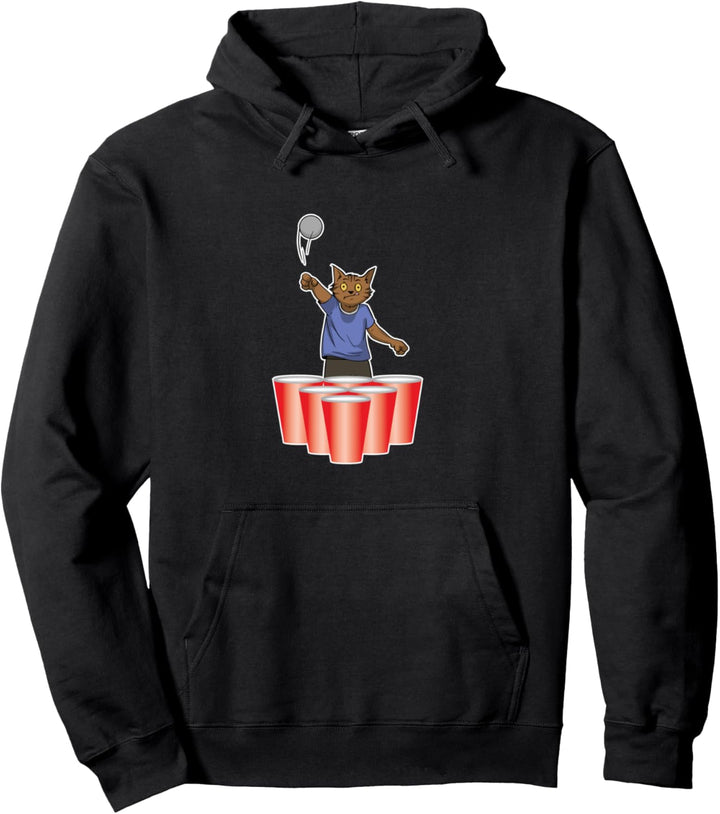 Bier Pong Katze Beer Pong Party Student Pullover Hoodie