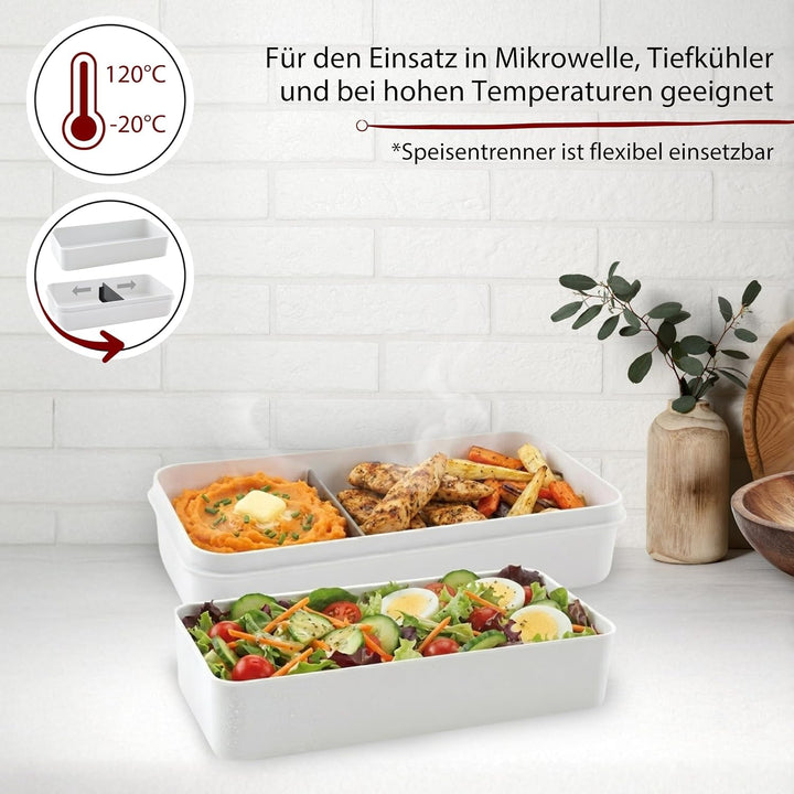 Cloer 800S1-1 Lunch Care System - Bento Box 5-teilig, XXL- Format 2100ml, unterteilbar mit auslaufsi