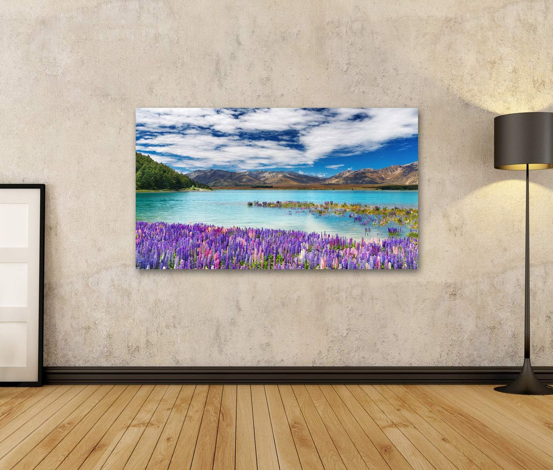 islandburner Bild auf Leinwand Tekapo See Neuseeland Bilder Wandbilder Poster Leinwand 100x57cm, Lei
