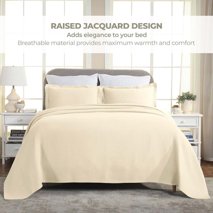 SUPERIOR Tagesdecke und Kissenbezüge aus Baumwolle – Jacquard-Matelassee-Decke, Baumwolldecke, elfen