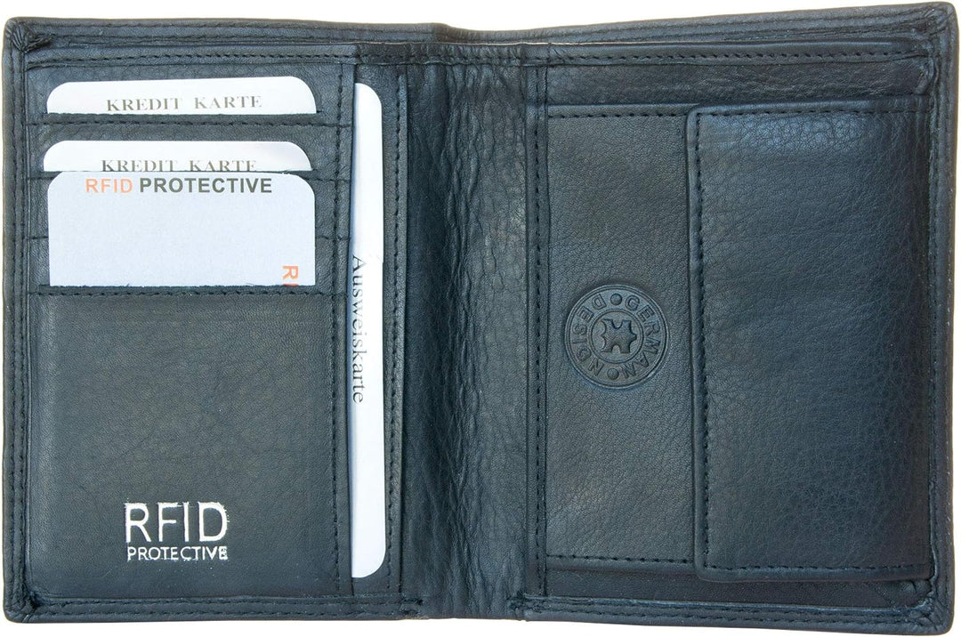 RFID-Geldbörse Picasso aus weichem Echtleder, Schwarz