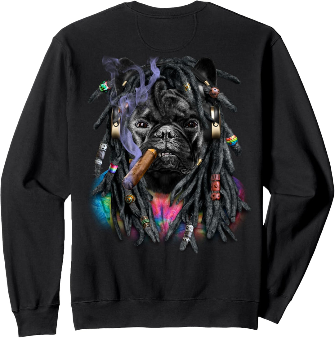 Französischer Bulldoggenhund mit Reggae-Dreadlocks-Haaren Sweatshirt