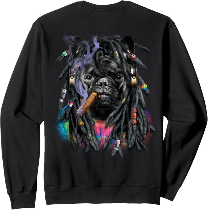 Französischer Bulldoggenhund mit Reggae-Dreadlocks-Haaren Sweatshirt