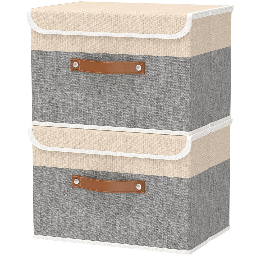 OUTBROS 2 Stück Aufbewahrungsboxen mit Deckel, 45 x 30 x 30 cm, faltbare Stoffboxen, Aufbewahrungskö