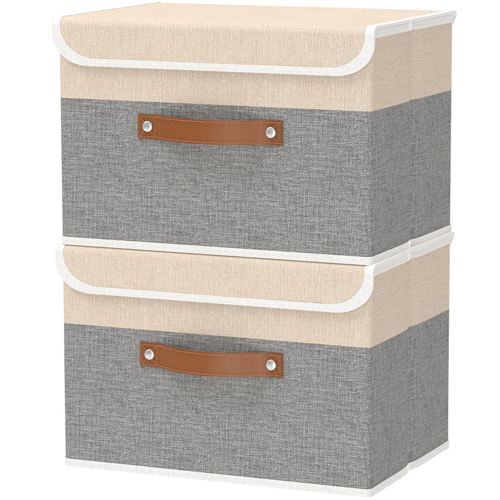 OUTBROS 2 Stück Aufbewahrungsboxen mit Deckel, 45 x 30 x 30 cm, faltbare Stoffboxen, Aufbewahrungskö