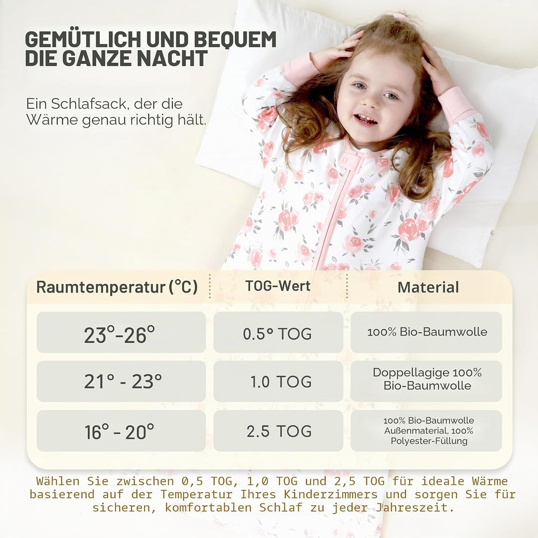 Mama Cheetah Baby Schlafsack, Bio-Baumwolle, Tragbare Babydecke, Schlafsack mit 2-Wege-Reissverschlu