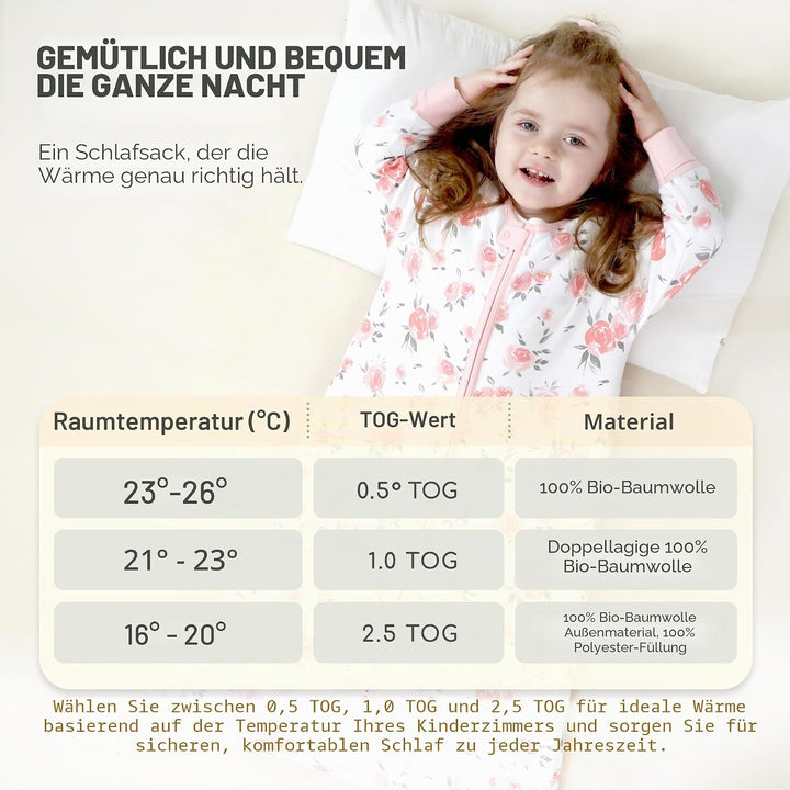 Mama Cheetah Baby Schlafsack, Bio-Baumwolle, Tragbare Babydecke, Schlafsack mit 2-Wege-Reissverschlu