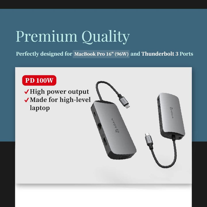 ADAM elements CASA Hub X VGA 10-in-1 | Apple MacBook & USB-C Notebooks | grau | AAPADHUBXGY