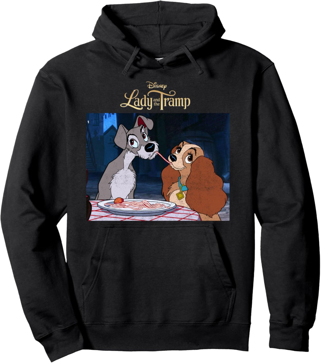 Disney Lady And The Tramp Spaghetti Distressed Portrait Pullover Hoodie