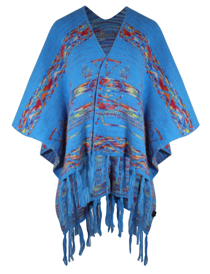 ZLYC Damen Herbst Winter Kaschmir Poncho Capes Retro Strick Cardigans mit Fransen Einheitsgrösse Mus