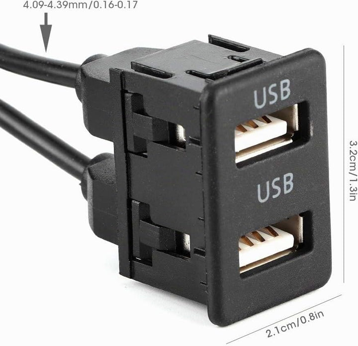 KIMISS Auto USB-Verlängerungskabel mit Dual-USB-Anschlüssen,1,5 M Dual-USB-Armaturenbrett-Kabeladapt