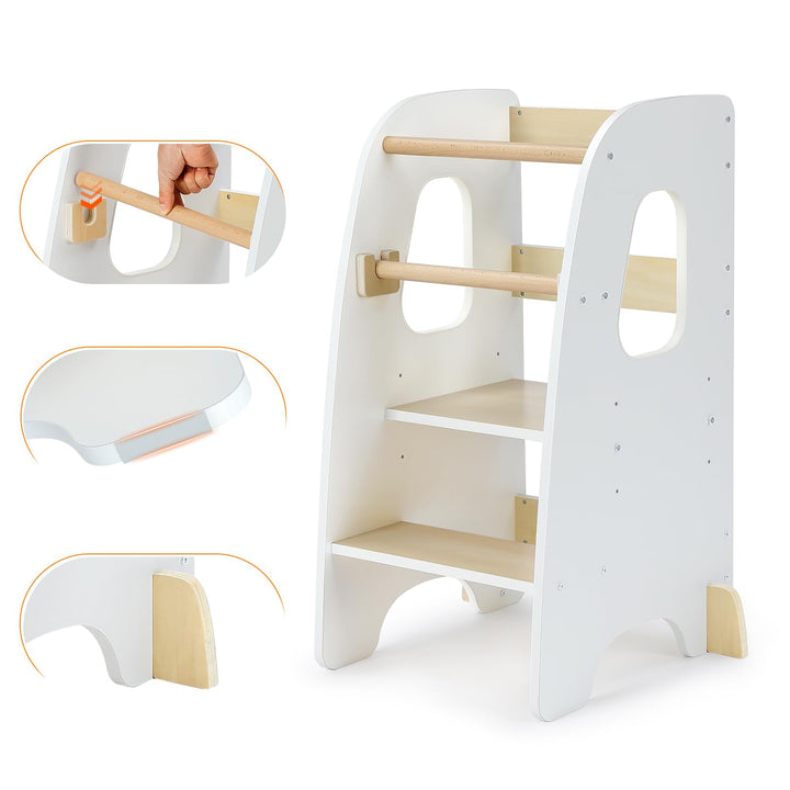 Lernturm ab 1 Jahr, 3 Stufen Höhenverstellbarer Lernturm, Sicher & Stabil, Montessori Küchenhelfer u