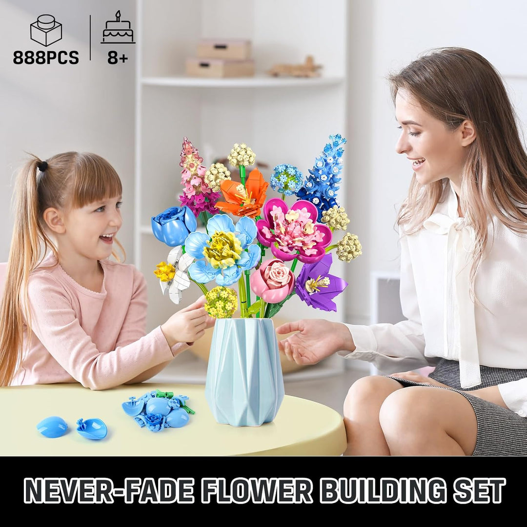 Blume Bausteine für Erwachsene, Botanical Kollektion Bauspielzeug, Pflanze Home Deko, Blumenstrauss