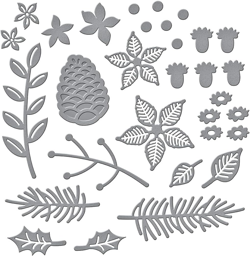 Spellbinders Christmas Blooms Tis The Season Collection Stanzformen, Metall, geätzt