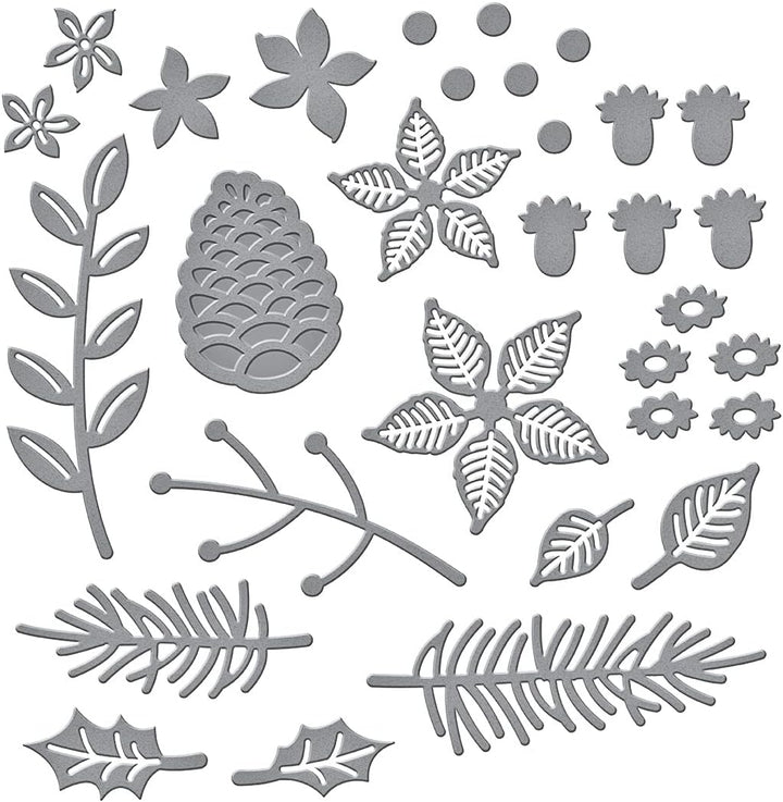 Spellbinders Christmas Blooms Tis The Season Collection Stanzformen, Metall, geätzt