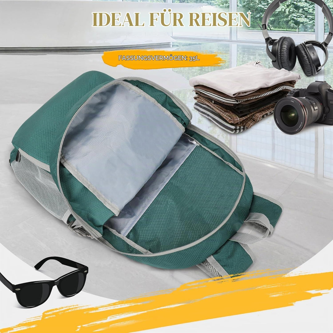 ZOMAKE Faltbarer Rucksack 35L,Leichter Rucksäcke Wasserdicht Wanderrucksack Packable Backpack für Da