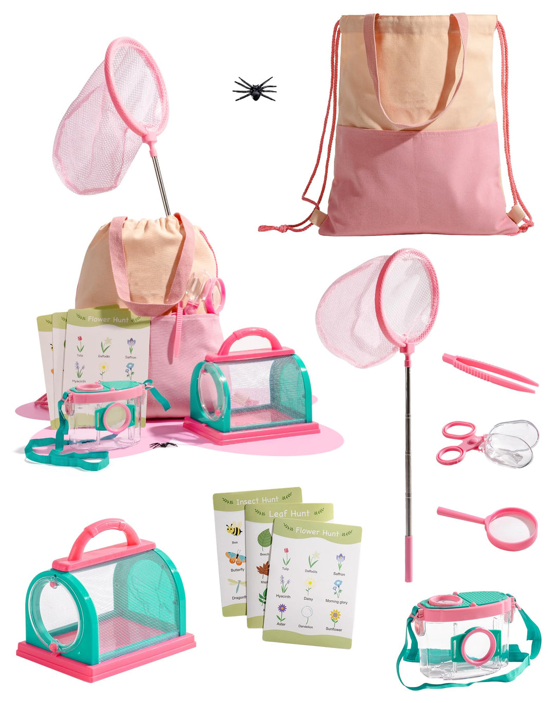 ROBOTIME Kinder Entdecker Kit, mit Insektennetz, Lupe, Insektenbeobachter, Schmetterlingsnetz, Outdo