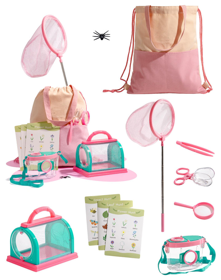 ROBOTIME Kinder Entdecker Kit, mit Insektennetz, Lupe, Insektenbeobachter, Schmetterlingsnetz, Outdo