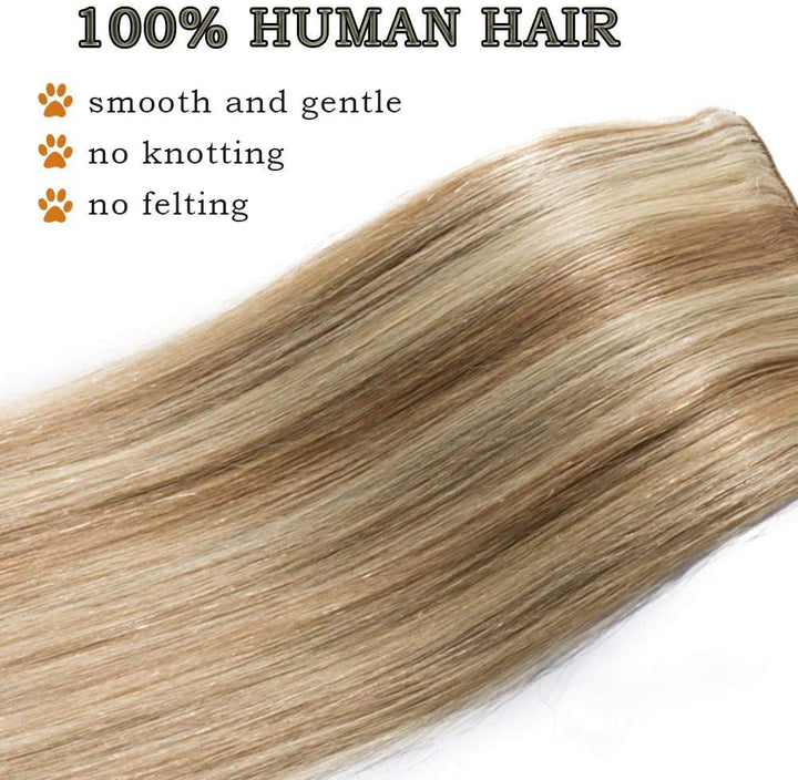 SEGO Clip in Extensions Echthaar 8 Pcs Remy Haarverlängerung Natürliche Haarteil glatt 100% Menschli
