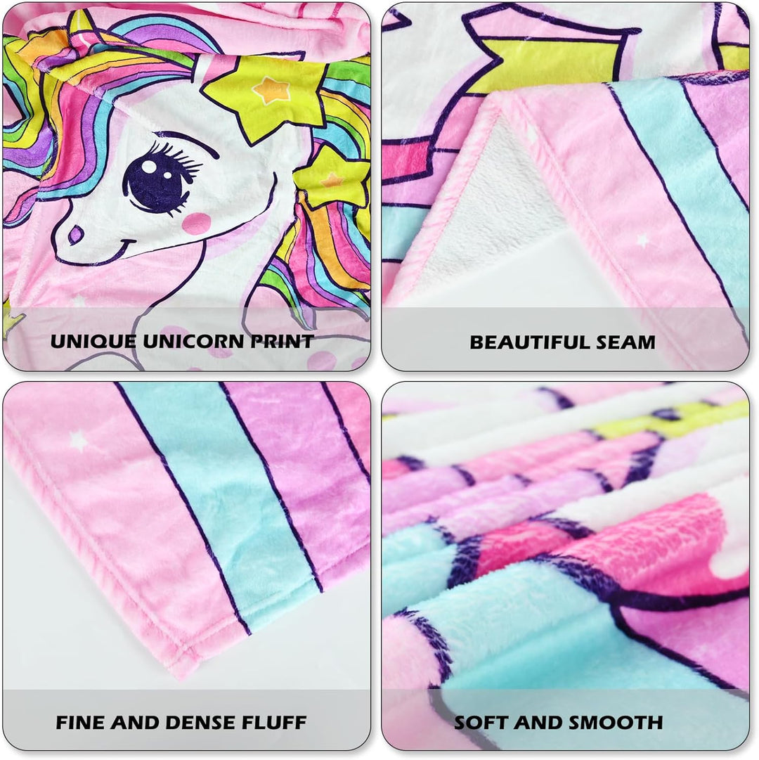 Einhorn Decke Kuscheldecke Flanell Kinder Rosa Kuscheldecke für Mädchen, Weiche Wohndecke Geburtstag