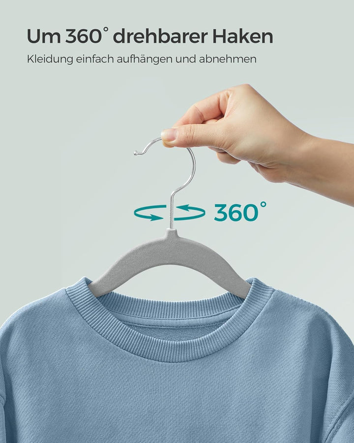 SONGMICS Kinderkleiderbügel, 30er Set Kleiderbügel Kinder, Baby-Kleiderbügel, Bügel Samt, 360° drehb