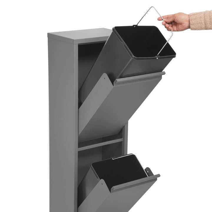 SVITA V2X15 Mülleimer 30 Liter (2 x 15L) Abfallsammler Abfalleimer Mülltrennung vertikal Ordnung uni