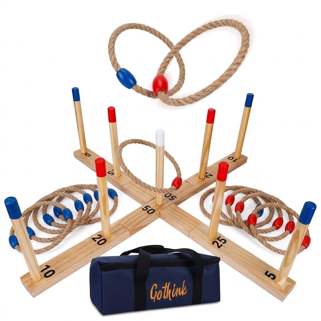 Extra grosses Ringwurfspiel für Erwachsene und Kinder, 76,2 cm, Holzringwurfspiel, Outdoor-Spass mit
