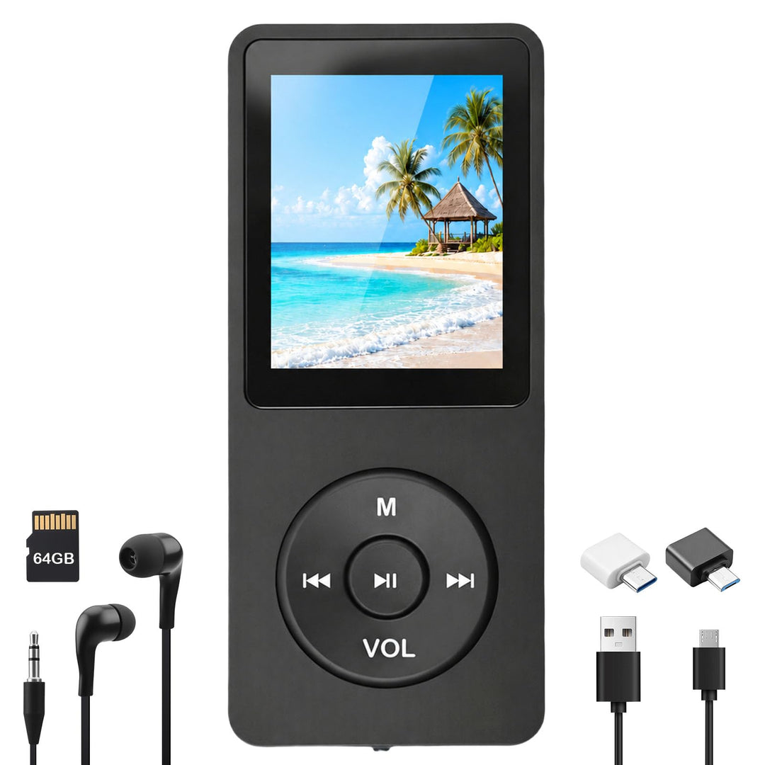 64GB MP3 Player mit Bluetooth 5.3, MP3 Player mit Lautsprecher und Kopfhörer, HiFi Musikplayer verlu