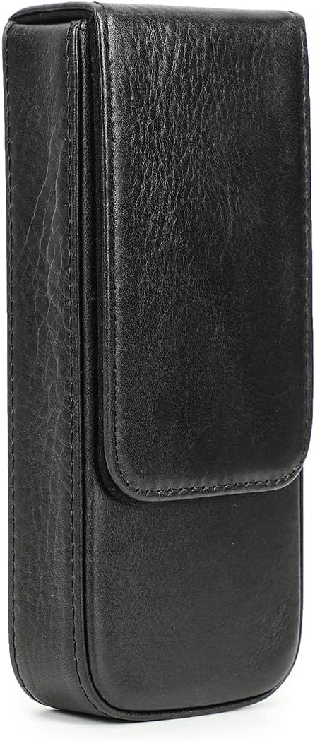 Hiram Leder-Füllhalteretui, Leder-Füllhalterbox für 3 Stifte mit Verstecktem Magnetischem Schnappver