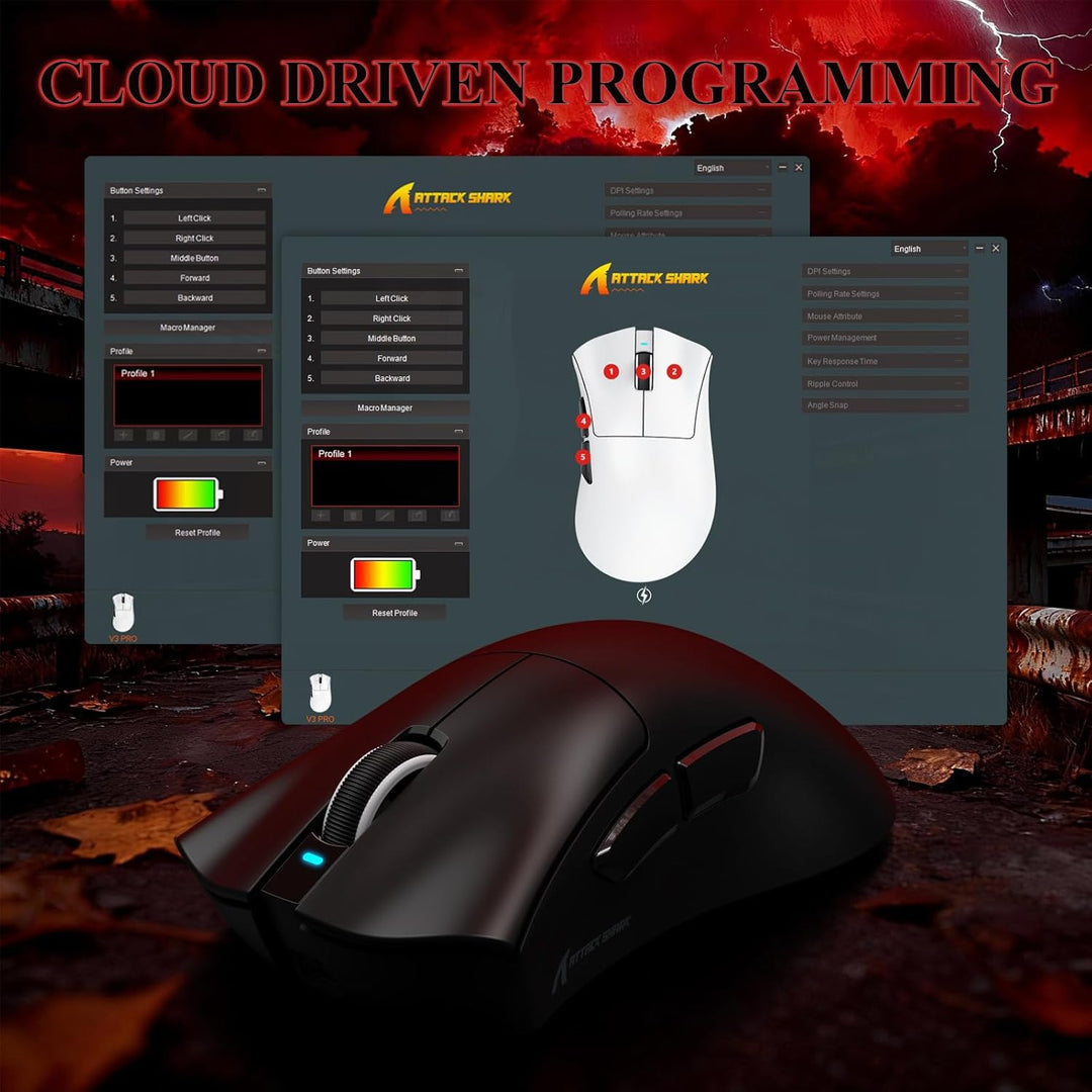 MAMBASNAKE x Attack Shark V3PRO Kabellose Gaming-Maus mit Magnetischer Ladestation, PAW3311-Sensor,