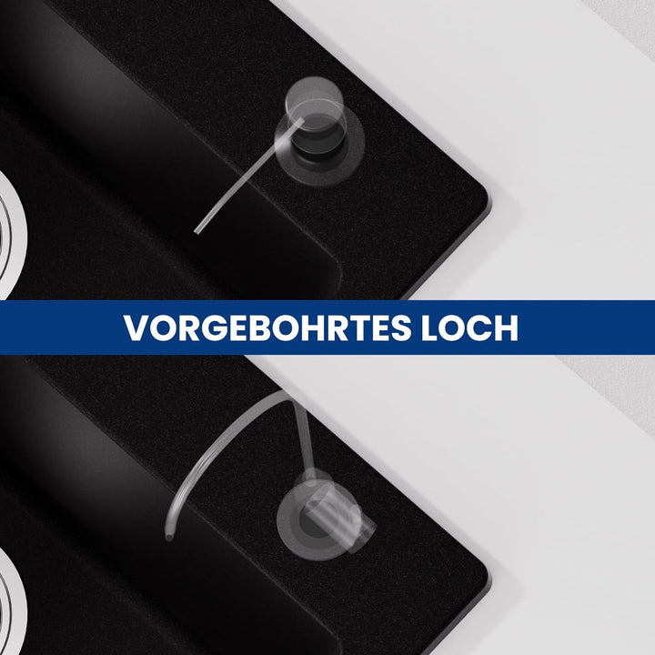 CECIPA Spülbecken Schwarz 50x45cm, Küchenspüle aus Granit, 1 Becken Einbauspüle, 80% Quarzsand Küche