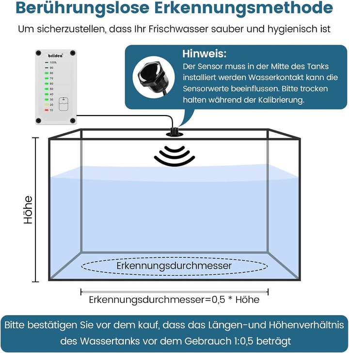 briidea HRWL-01W Frischwassertankanzeige, Füllstandsanzeige für Wassertank mit LED-Anzeige, Angetrie