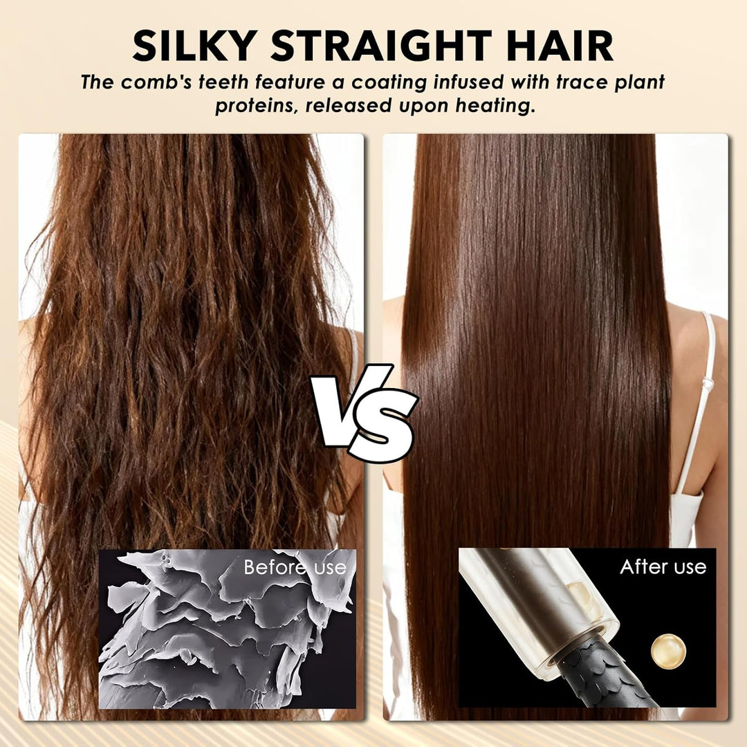 Mini Glätteisen Kabellos und Glättbürste mit 3 Temperaturstufen, Tragbare 2-in-1 Straightener Haargl