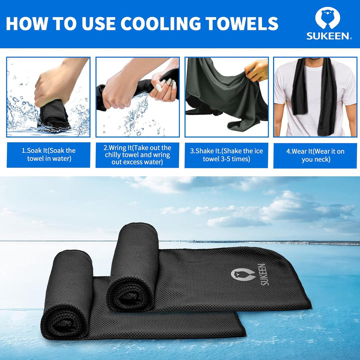 Sukeen Kühltuch Set, kühlendes Handtuch Kühltücher Hals, Handtuch kühlend, Cooling Towel, Kühltücher