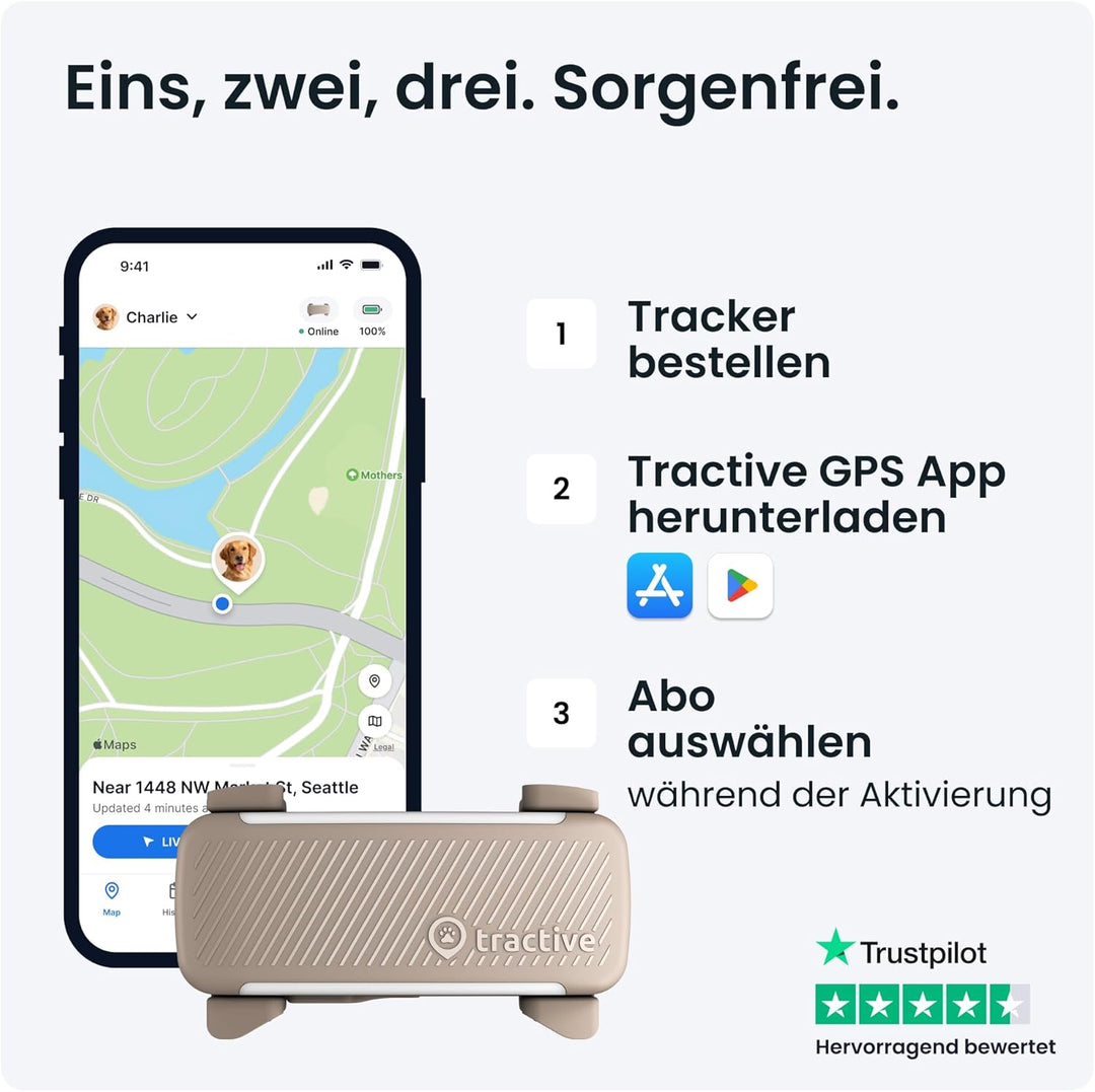 Tractive GPS Tracker Hund | 2025 Edition | Live-Ortung | Weglaufalarm | Aktivitätstracking | Gesundh