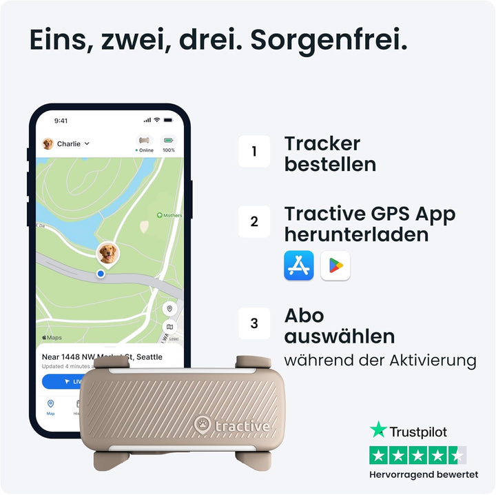 Tractive GPS Tracker Hund | 2025 Edition | Live-Ortung | Weglaufalarm | Aktivitätstracking | Gesundh