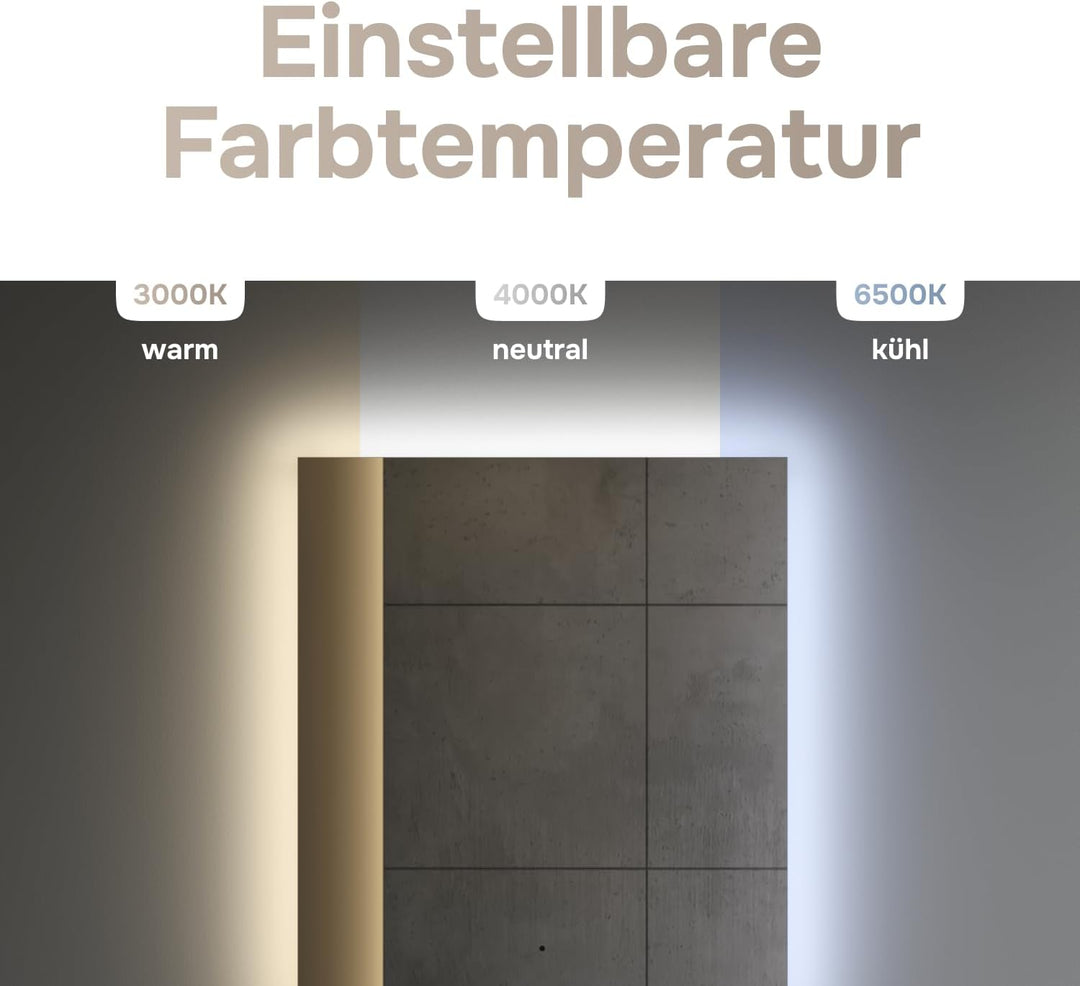 AM.PM Hit – LED Spiegel 60 x 70 cm mit Beleuchtung | Badezimmerspiegel mit LED | Spiegel mit Licht d