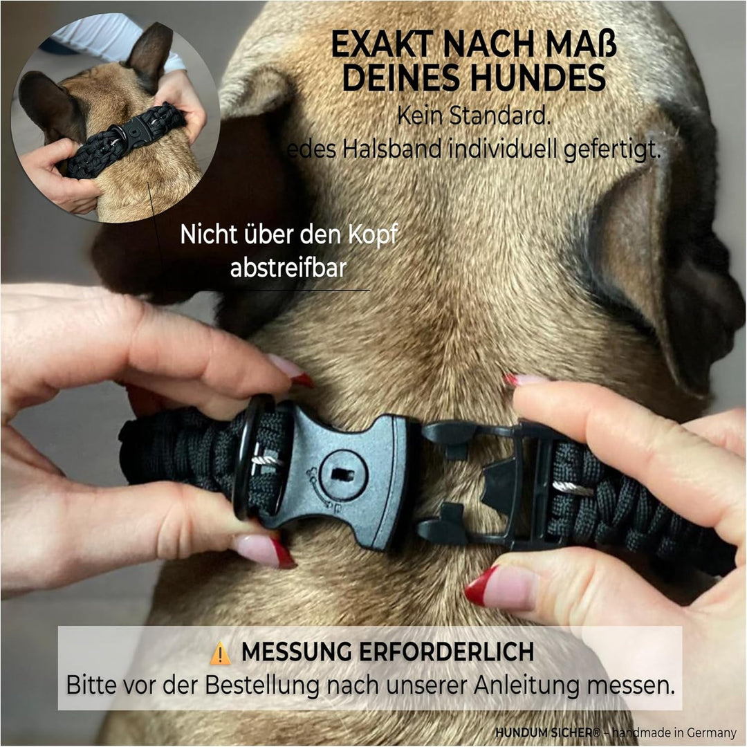 Anti-Diebstahl Hundehalsband & Leine für kleine Hunde - Abschliessbar & schnittfest, handgemachtes S