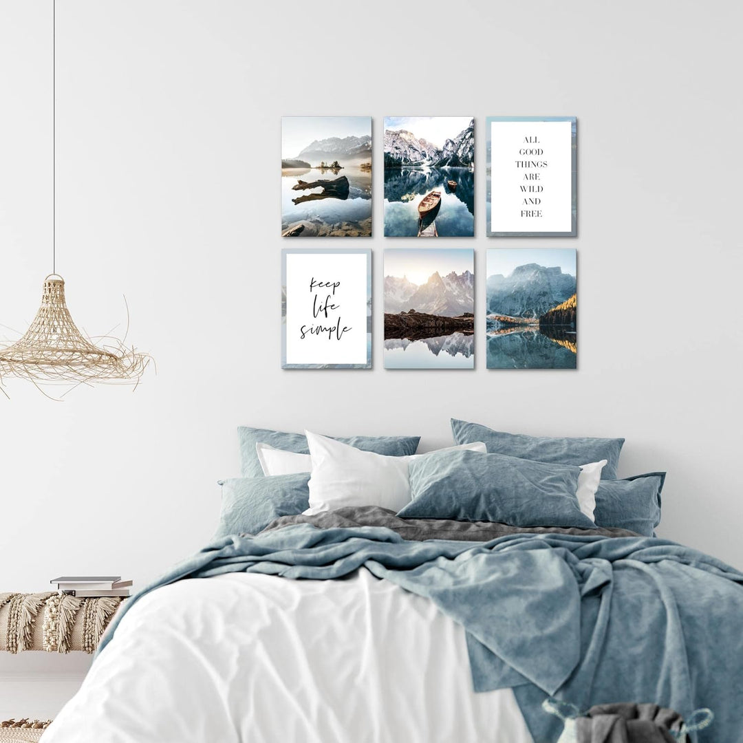 Novart Wandbilder - KEIN EXTRA RAHMEN BENÖTIGT - Wohnzimmer Schlafzimmer Flur - Bilder Modern Berge